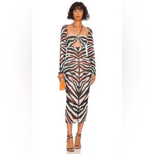 AFRM Multicolor Zebra Print Midi Dress